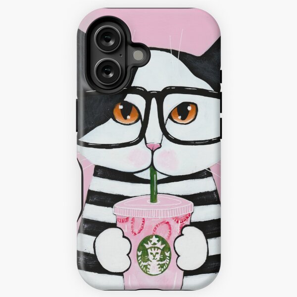 Item preview, Kitty Loves The Pink Drink designed and sold by KilkennyCat Art.
