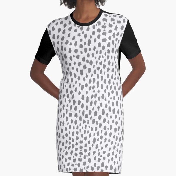 white dress with black spots