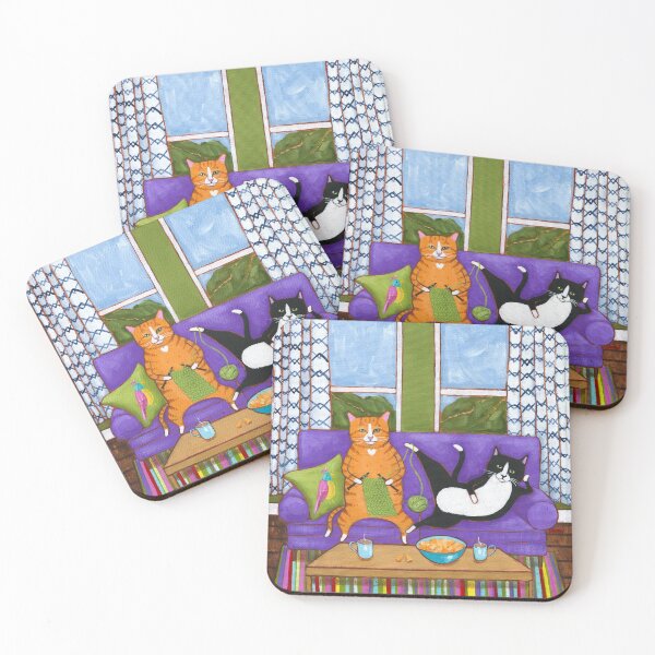 Item preview, Knit and Chill Cats designed and sold by KilkennyCat Art.