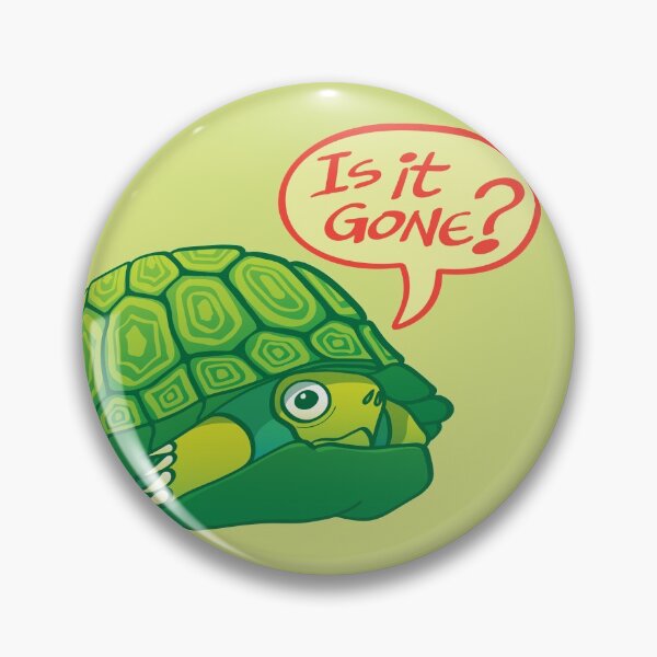 Green turtle asking if it's good time to go out of its shell Pin