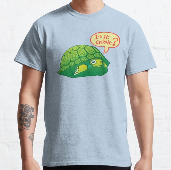Green turtle asking if it's good time to go out of its shell  Classic T-Shirt