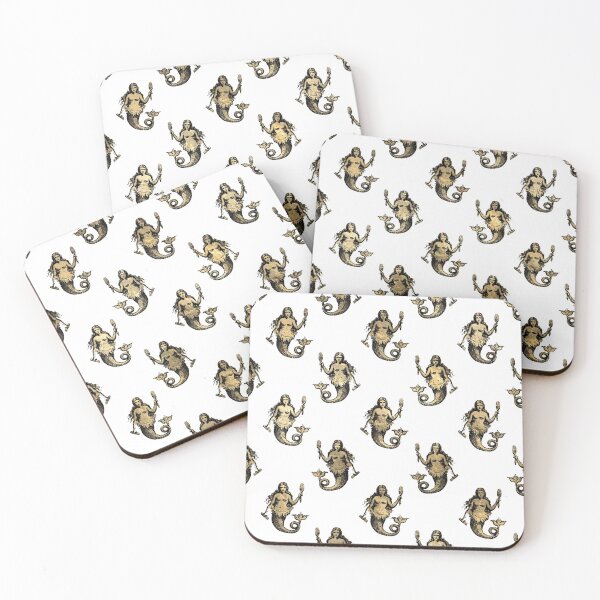 Item preview, Mermaids Heraldic Gold Pattern Overlays designed and sold by digitalvintage.