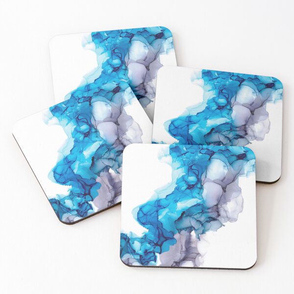 Item preview, Turquoise and Periwinkle Smoke: Original Abstract Alcohol Ink Painting designed and sold by herzart.