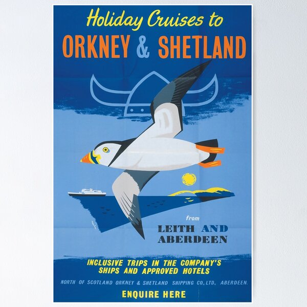 Item preview, Orkney and Shetland vintage travel poster designed and sold by stickart-marek.