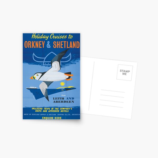 Item preview, Orkney and Shetland vintage travel poster designed and sold by stickart-marek.