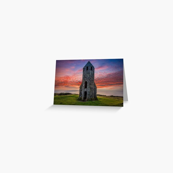 Sunset At St Catherines Oratory The Pepperpot Greeting Card
