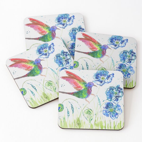 Item preview, Hummingbird among Blue Poppies designed and sold by Casimirasart.
