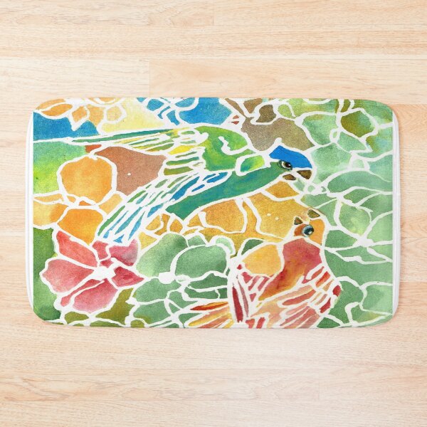 Item preview, Parakeets Stain Glass designed and sold by rosiebrown.