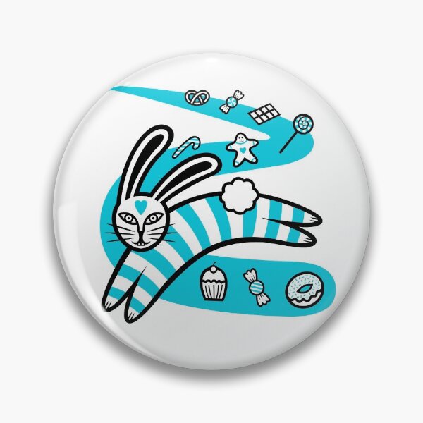 Item preview, Striped Rabbit Leaping On A Sweet Candy Road (black and sky blue) designed and sold by wariana.