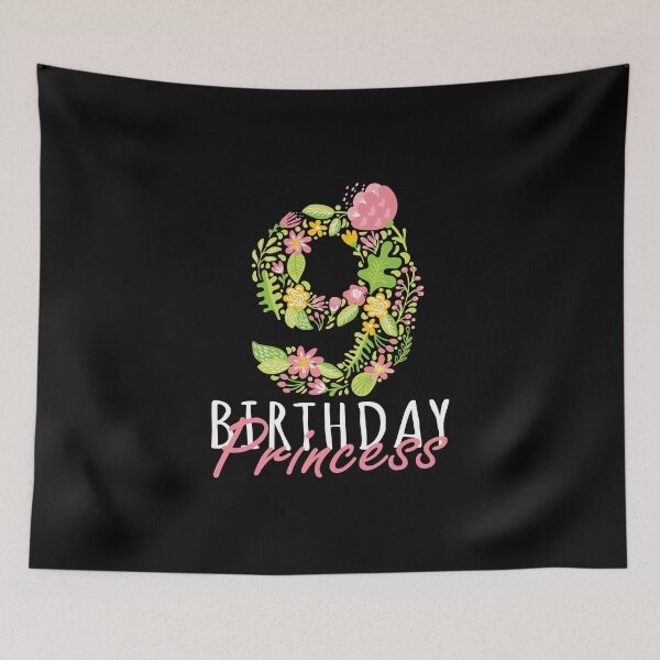 Item preview, 9th Birthday Princess 9 Years Old Girl Floral B-day Theme design designed and sold by Grabitees.
