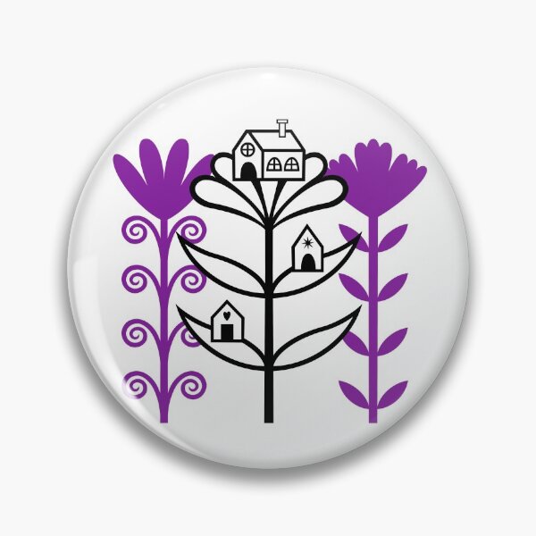 Item preview, Lovely Folktale Homes Sitting on Flowers Digital Illustration (black and purple) designed and sold by wariana.