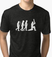 evolution of cricket white silhouette Tri-blend T-Shirt