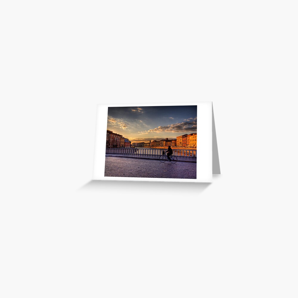 A Bike over the River Arno in Pizza, Italy Greeting Card
