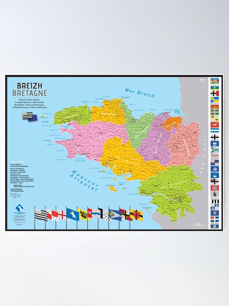 Poster ''"Breizh" : Carte de la Bretagne, 9 pays, 5 départements' : autre vue