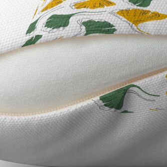 Alternate view of Ginkgo Biloba leaves pattern offset - Green and Yellow Throw Pillow