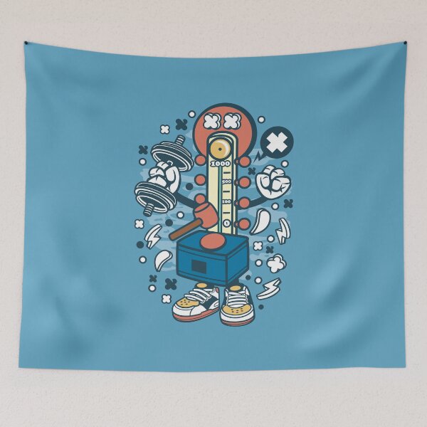 Item preview, Hitting Hammer Cartoon Character - Fun Strongman art illustration designed and sold by Nickelparis.