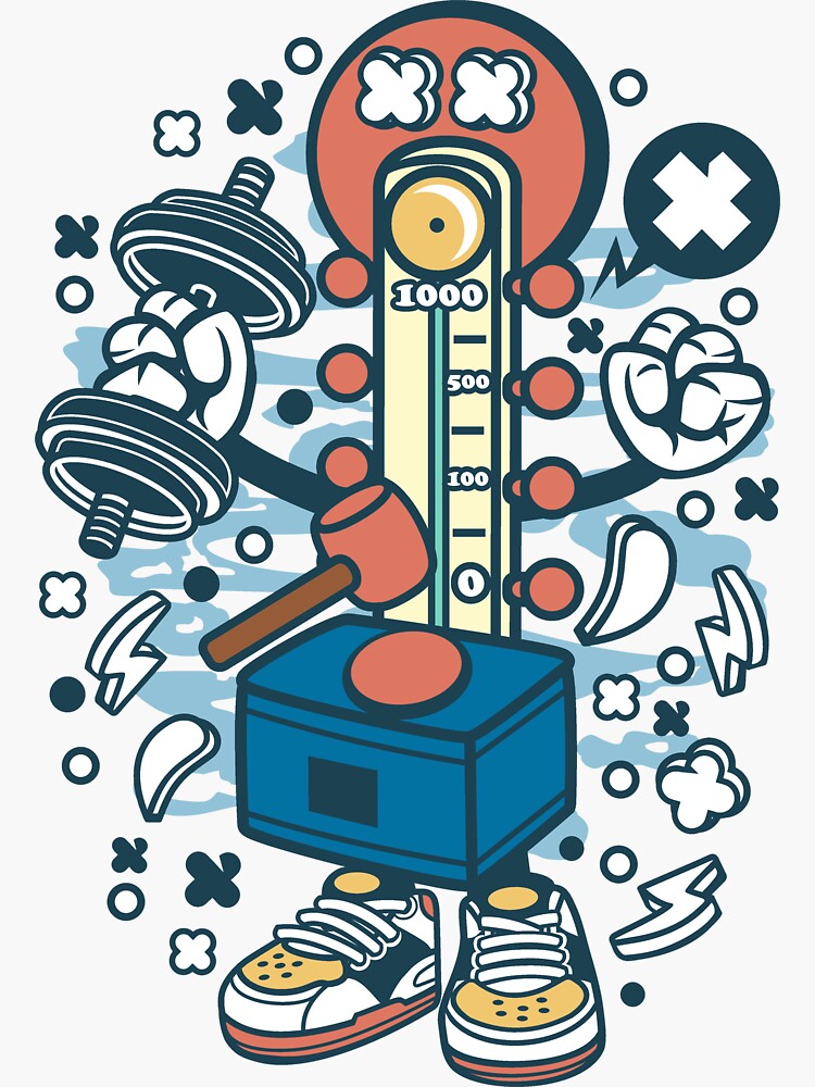 "Hitting Hammer Cartoon Character Fun Strongman art illustration