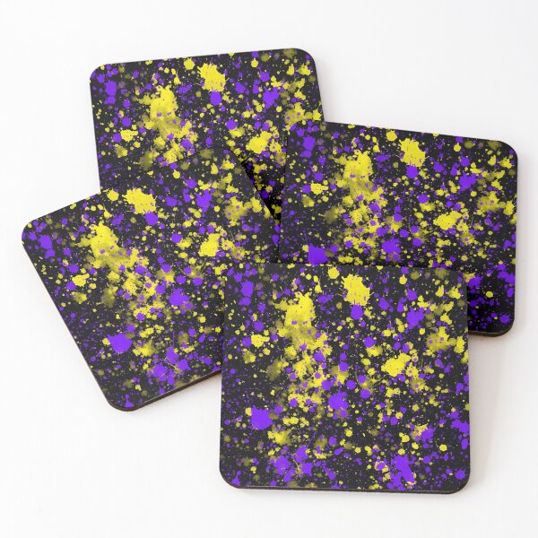 Item preview, Purple and Yellow Neon Paint Splatters designed and sold by digitalvintage.