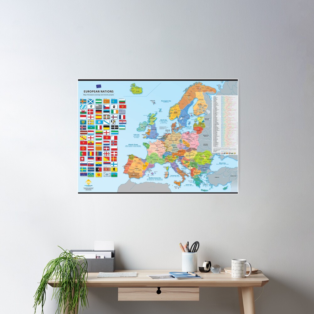 Poster « Carte des nations d'Europe (multilingue)»
