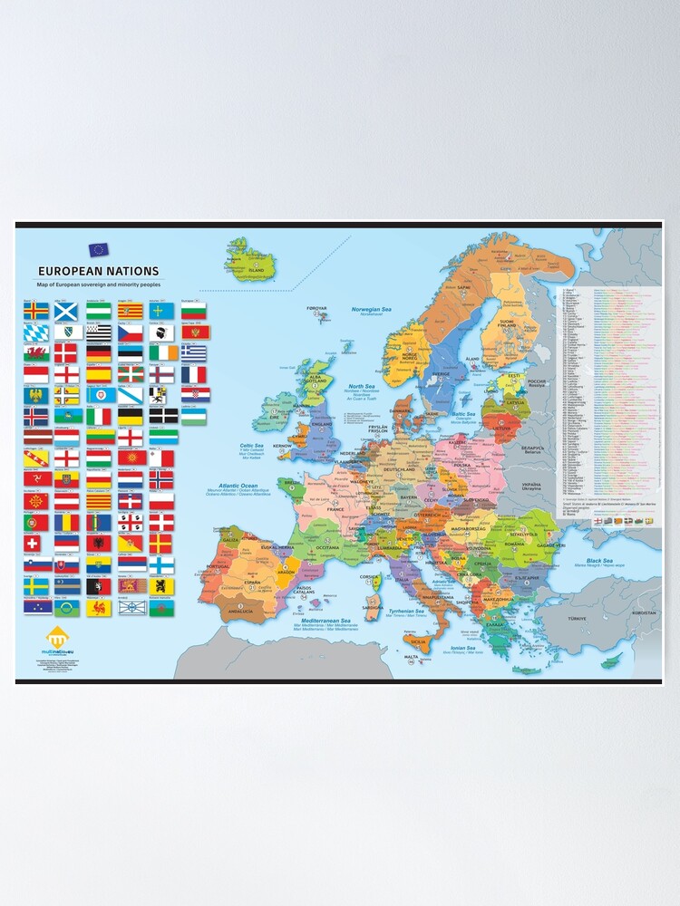 Poster ''Carte des nations d'Europe (multilingue)' : autre vue
