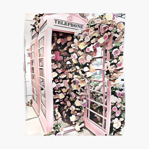 Phone Booth Flowers Poster