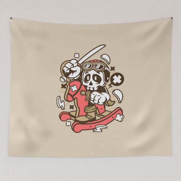 Item preview, Horse Rocking Skull Cartoon Character - Fun crazy art illustration designed and sold by Nickelparis.
