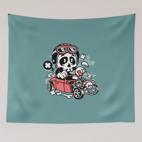 Item preview, Hot Rod Skull Cartoon Character - fun art design illustration designed and sold by Nickelparis.