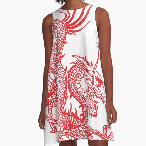 Item preview, Red Chinese Dragon / White background designed and sold by EddieBalevo.