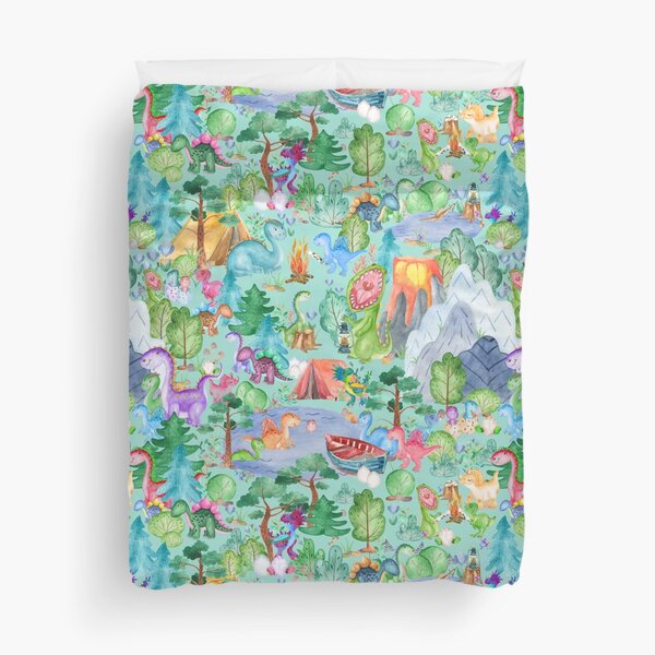 Item preview, Watercolor Dinosaur Camping Kids Dino Pattern designed and sold by SamAnnDesigns.