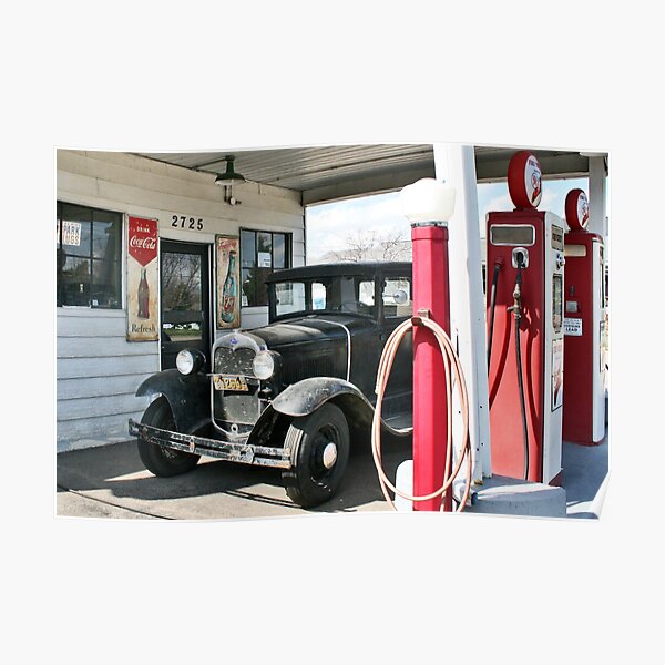 Texaco Gas Station1940/'s Vintage Black and White Photo Poster//Print