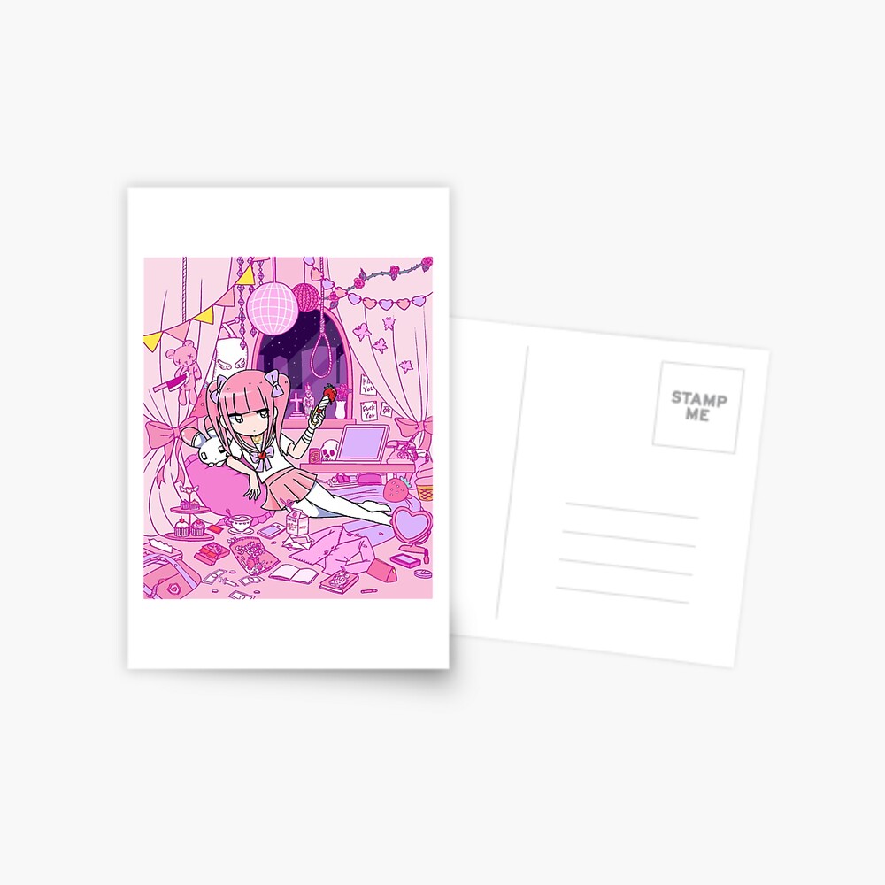 Anime Menhera chan sad why Postcard for Sale by uisch