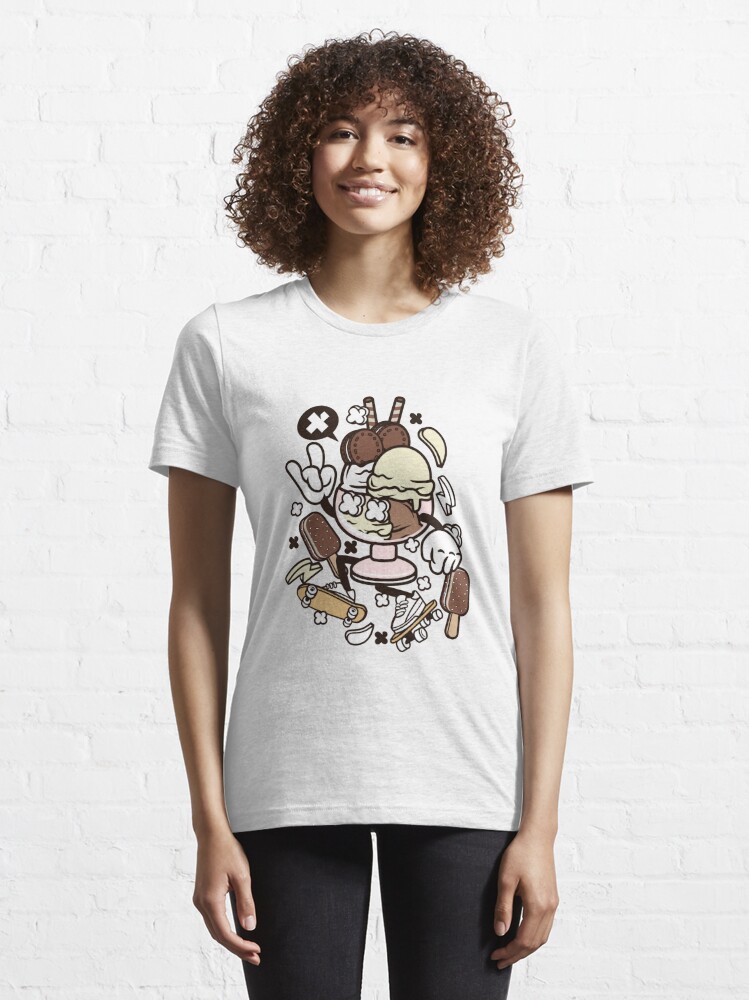 Ice Cream Skater Funny Cool Cartoon Skateboard T-Shirt