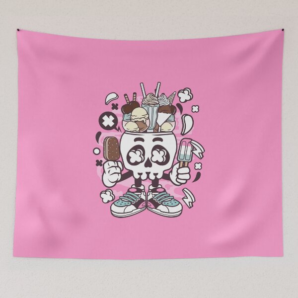 Item preview, Ice Cream Skull Head Cartoon Character - fun art design illustration designed and sold by Nickelparis.