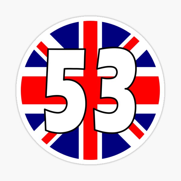 Vista previa del artículo con la obra «Bandera del Reino Unido con el número 53 - cincuenta y tres», diseñado y vendido por AllShirts21.