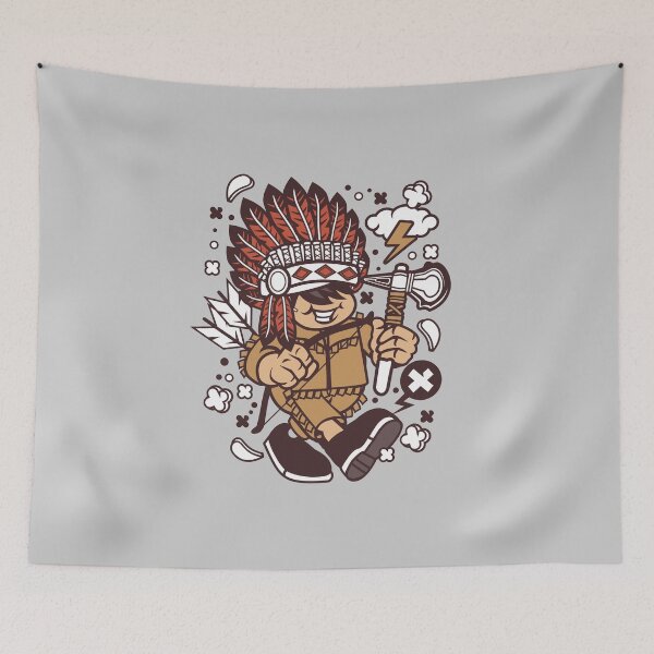 Item preview, Indian Chief Kid Cartoon Character - fun art  illustration designed and sold by Nickelparis.