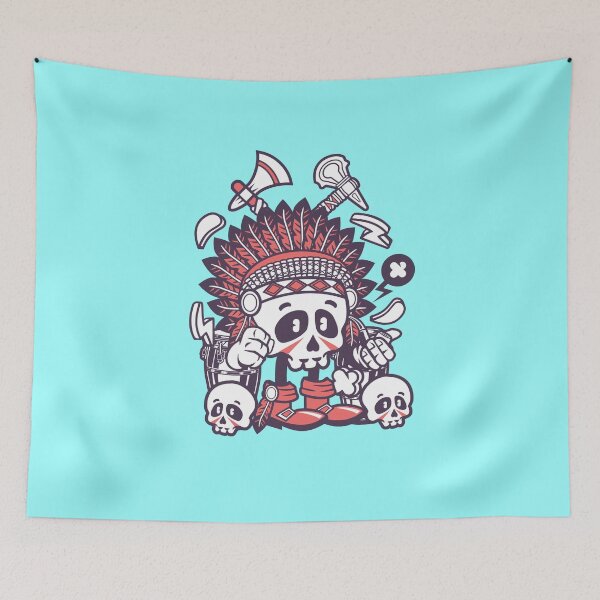 Item preview, Indian Chief Skull Cartoon Character - fun art  illustration designed and sold by Nickelparis.