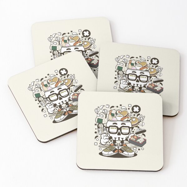 Item preview, Japanese Food Skull  Cartoon Character - fun art  illustration designed and sold by Nickelparis.