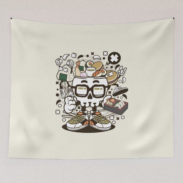 Item preview, Japanese Food Skull  Cartoon Character - fun art  illustration designed and sold by Nickelparis.