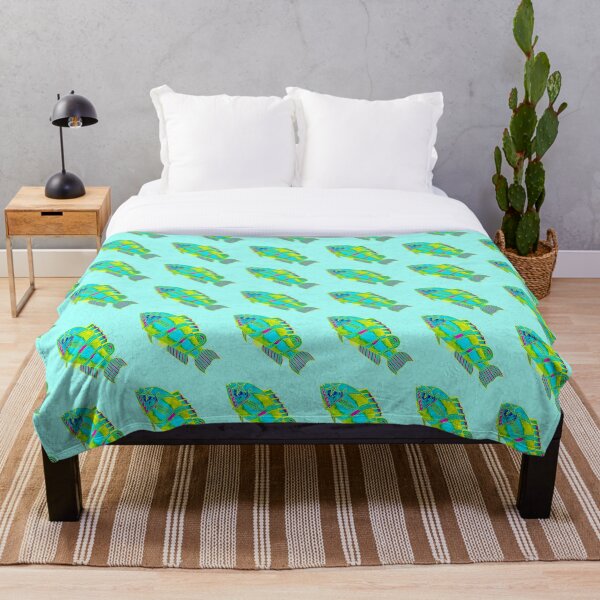 Something's Fishy - Green Throw Blanket