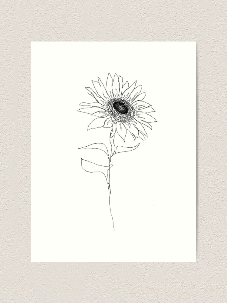 Outline Sunflower Tattoo Drawing