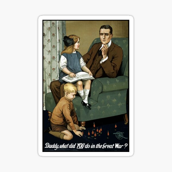 Vista previa del artículo con la obra «Papá, ¿qué hiciste en la gran guerra?», diseñado y vendido por warishellstore.