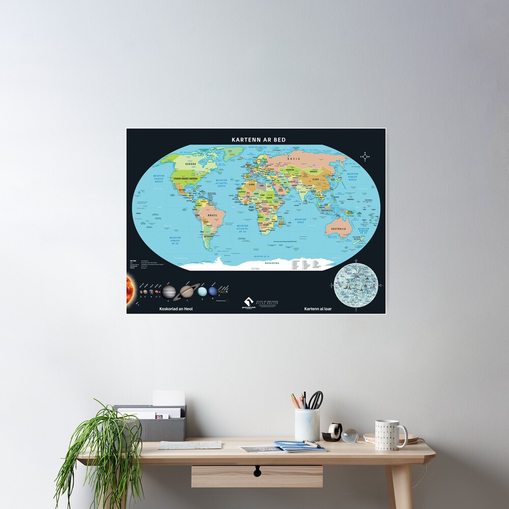 Poster « Carte du monde en breton»