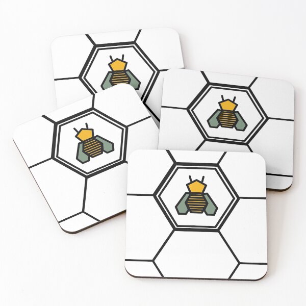 Bee in honeycomb Coasters (Set of 4)