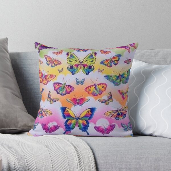 lisa frank rainbow y2k collage aesthetic Throw Pillow