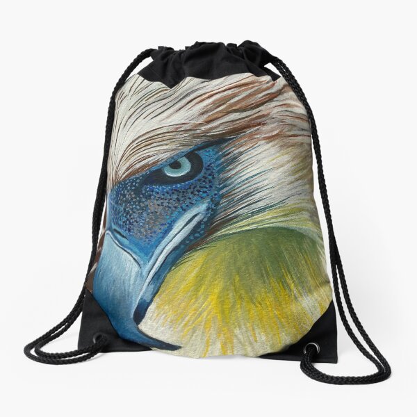 Philippine Eagle, water color on black paper Drawstring Bag