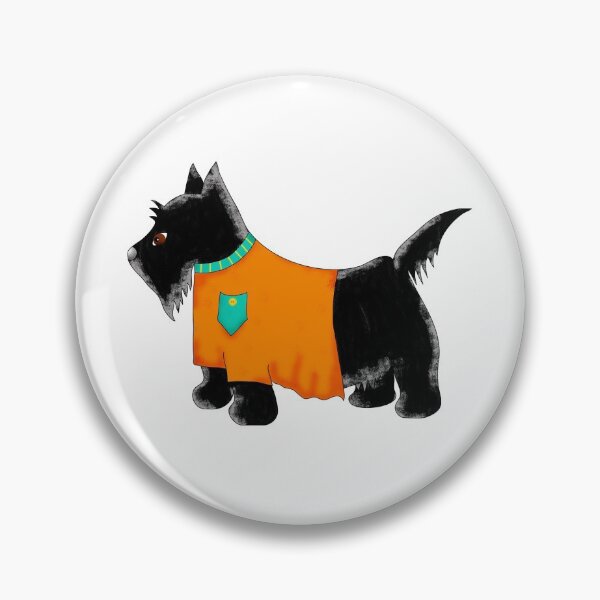 Item preview, Black Scottie Terrier Wearing an Orange Tee Shirt designed and sold by phyllisdobbs.