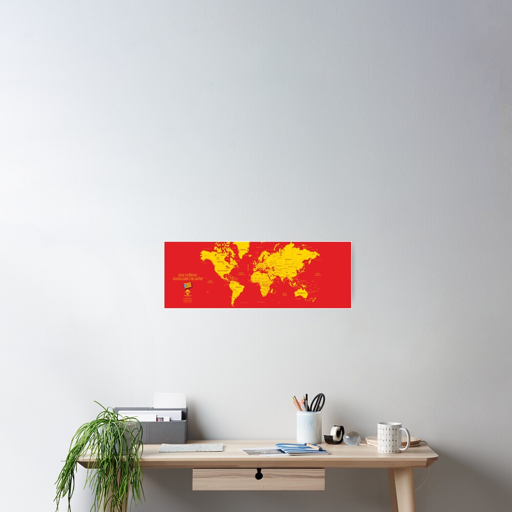 Poster « Carte du monde design en format long en catalan»