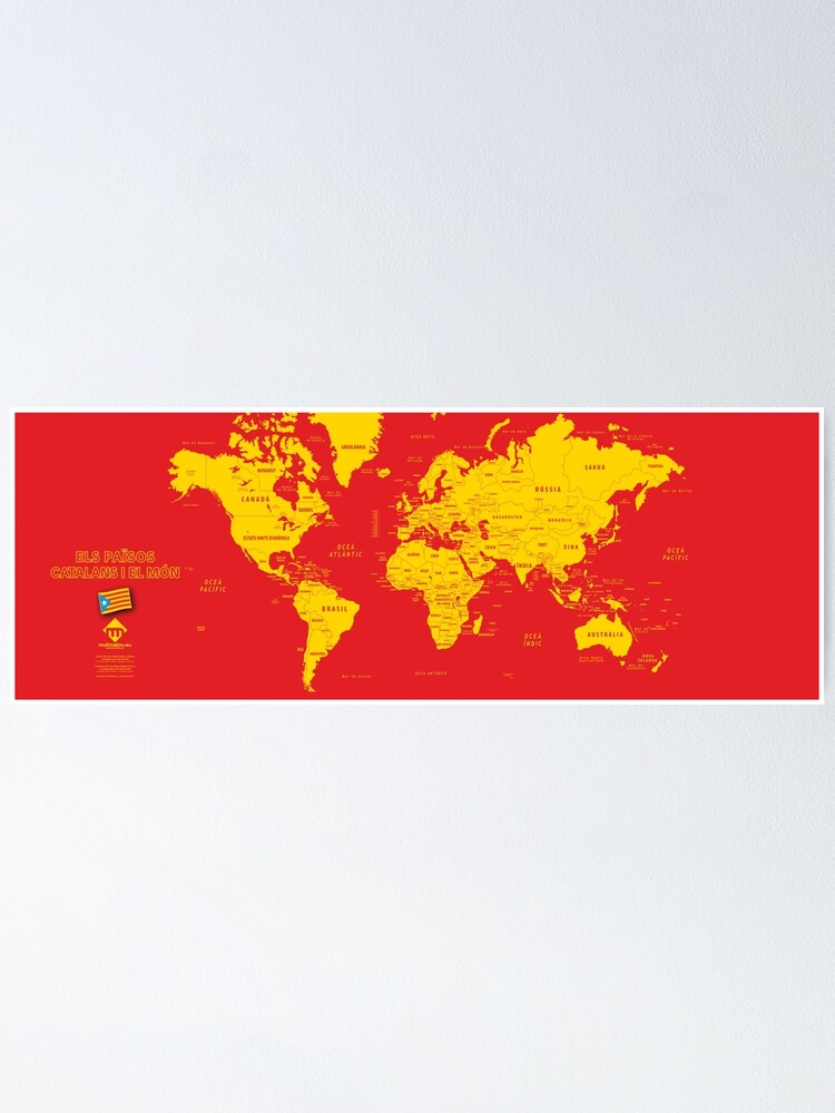 Poster ''Carte du monde design en format long en catalan' : autre vue