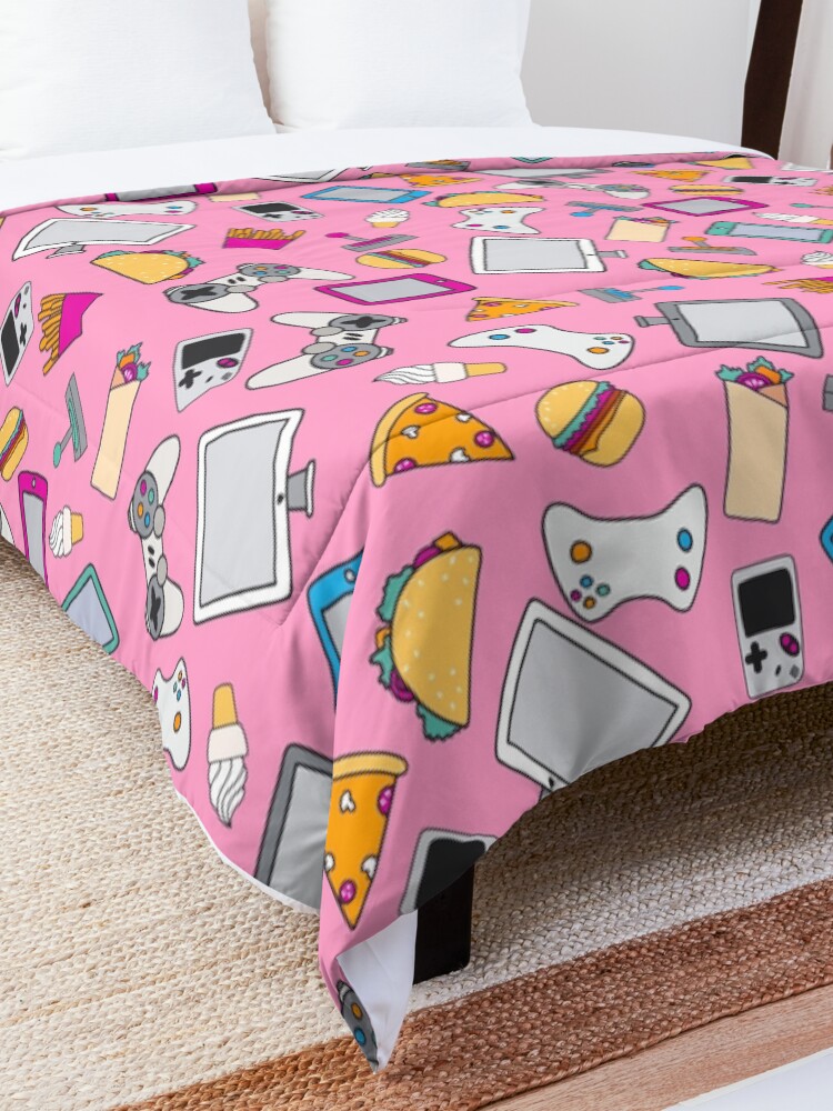 Alternate view of Gamer Girl Pink Fast Food Gaming Pattern Comforter