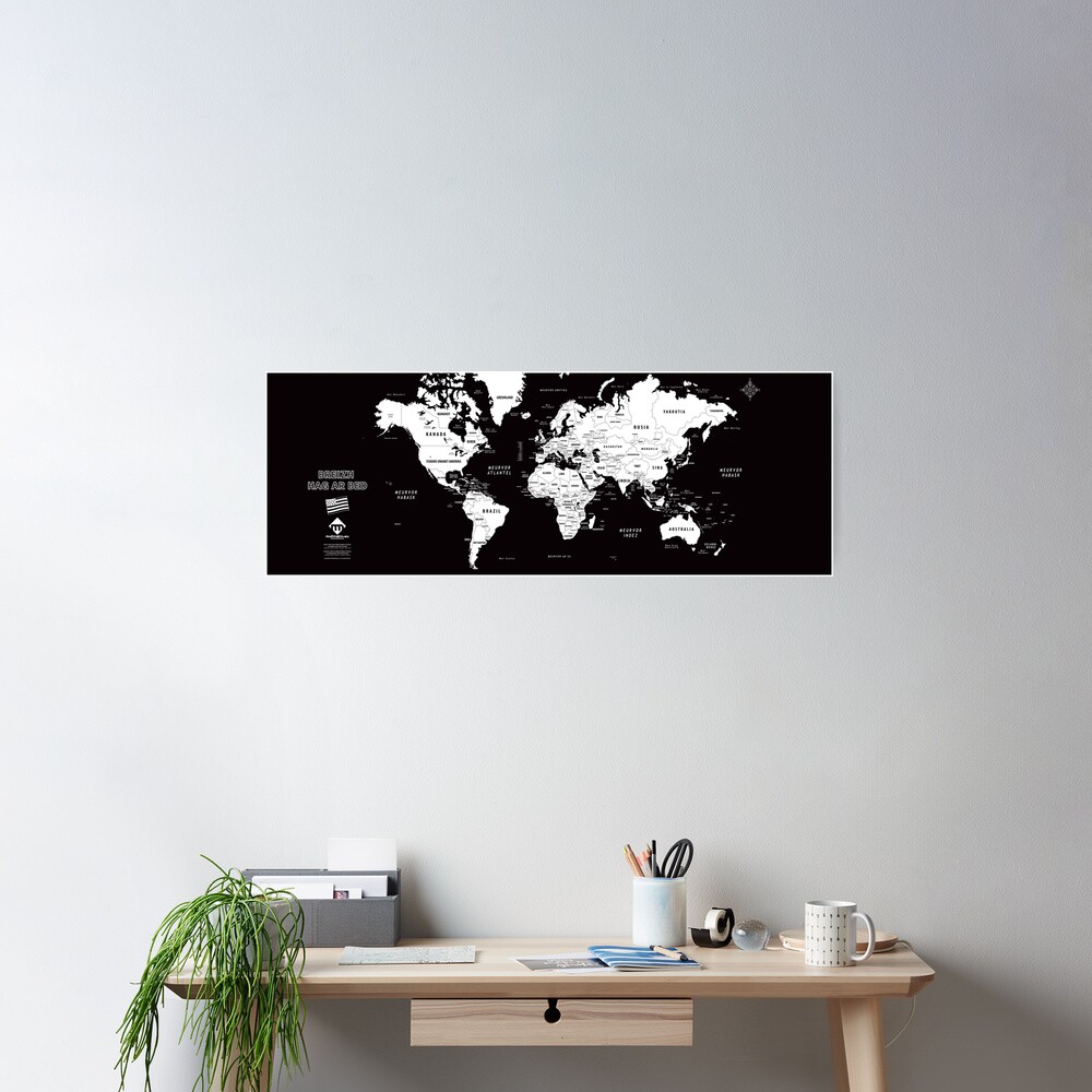 Poster « Carte du monde design en format long en breton»